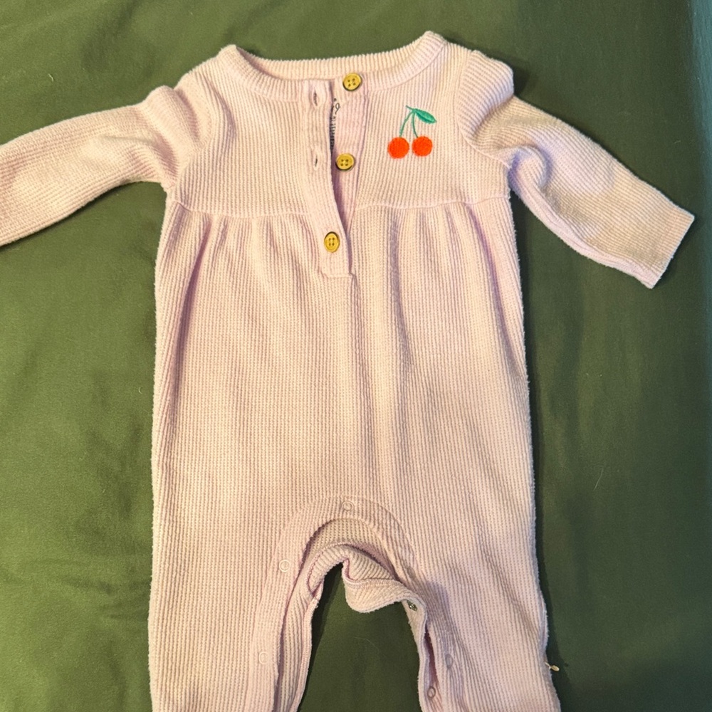 Cat & Jack Purple Baby Footie with Cherry Detail